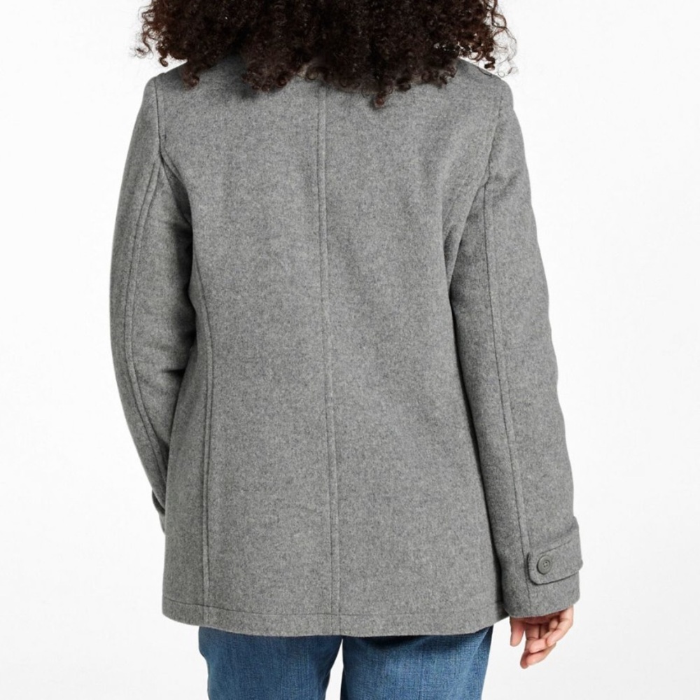 LL Bean Classic Lambswool Peacoat In Light Gray Heather Woman’s Size 14 - Picture 2 of 16